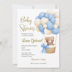 Blue Bear Spanish Baby Shower Boy invit Invitation
