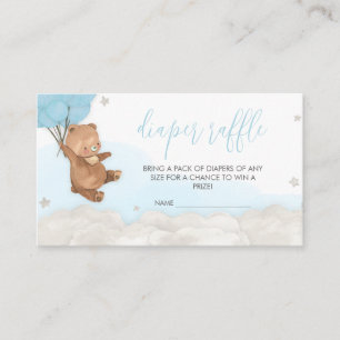 Blue Bearly Wait Baby Shower Diaper Raffle Enclosure Card
