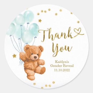 Blue Bearly wait Baby Shower Thank You sticker