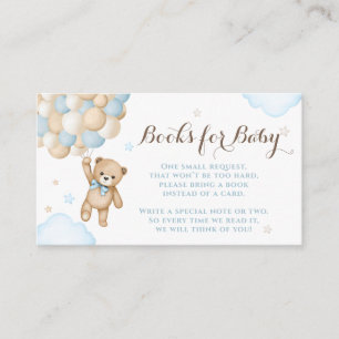 Blue Bearly Wait Bear Balloon Baby Shower Books Enclosure Card
