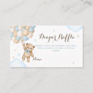 Blue Bearly Wait Bear Balloon Baby Shower Enclosure Card