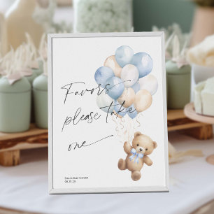 Blue Bearly wait boy shower Favours sign