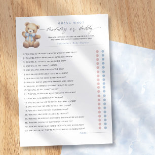 Blue Bearly Wait–Mommy or Daddy? 20-Questions game Advice Card