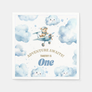 Blue Bear's Birthday Bonanza: Flying into Year One Napkin