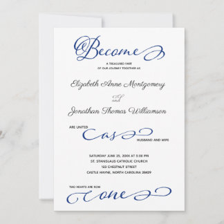 Blue Become as One Beach Wedding Invitation