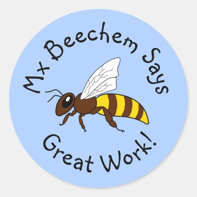 Blue Bee Great Work Stickers (Front)