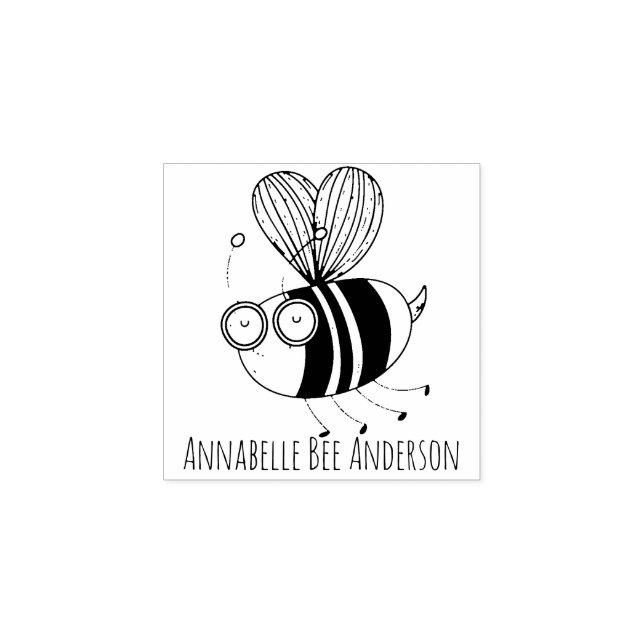 Blue Bee Wood Art Stamp (Imprint)