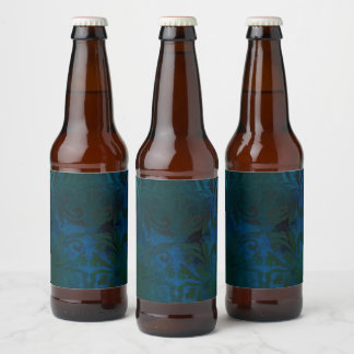 blue beer bottle label