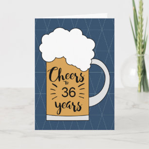 Blue Beer Cheers to 36 Years Birthday Card