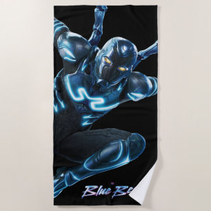 Blue Beetle Leaping Character Art Beach Towel