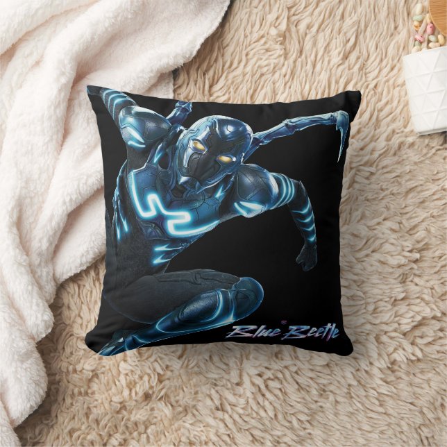 Blue Beetle Leaping Character Art Cushion (Blanket)