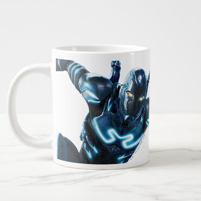 Blue Beetle Leaping Character Art Large Coffee Mug (Left)