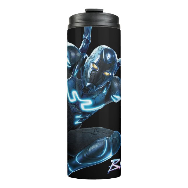 Blue Beetle Leaping Character Art Thermal Tumbler (Front)