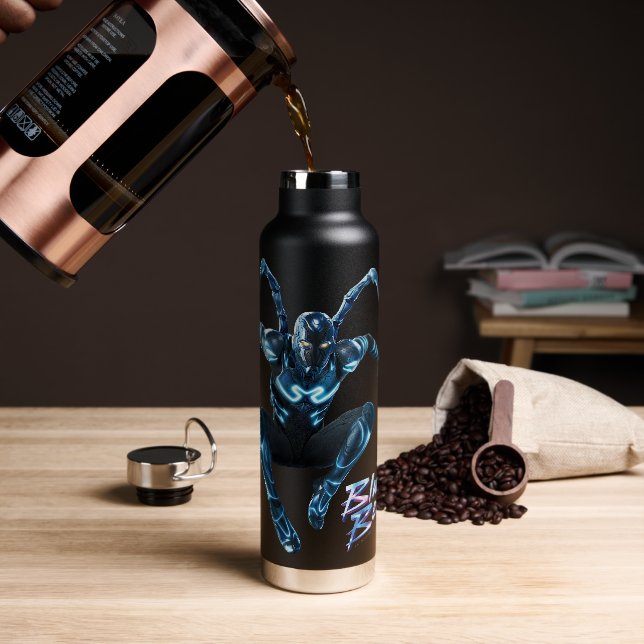 Blue Beetle Leaping Character Art Water Bottle (Coffee)