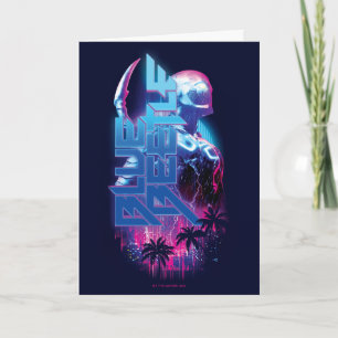Blue Beetle Retrowave City Lights Card