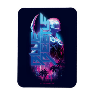 Blue Beetle Retrowave City Lights Magnet