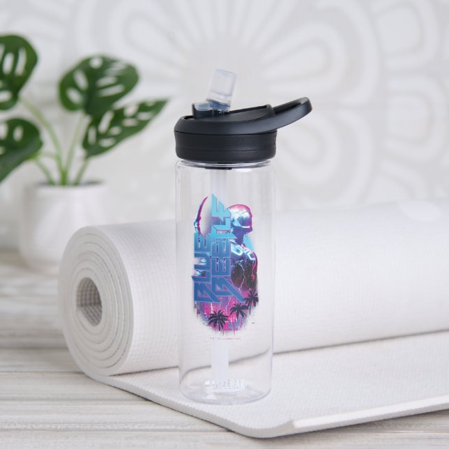 Blue Beetle Retrowave City Lights Water Bottle (Yoga)