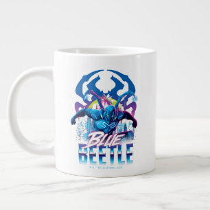 Blue Beetle Retrowave City Sunset Large Coffee Mug
