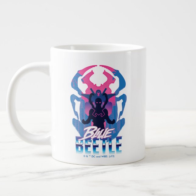 Blue Beetle Retrowave Versus Graphic Large Coffee Mug (Left)