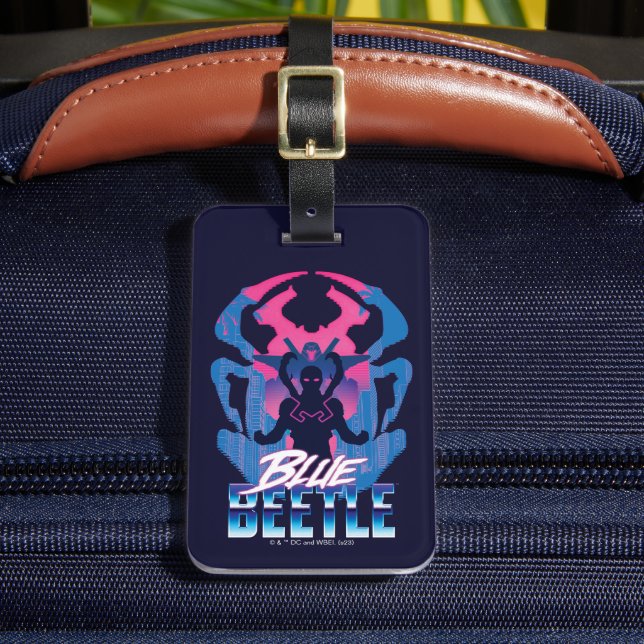 Blue Beetle Retrowave Versus Graphic Luggage Tag (Front Insitu 2)