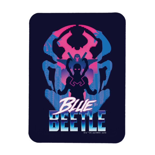 Blue Beetle Retrowave Versus Graphic Magnet (Vertical)