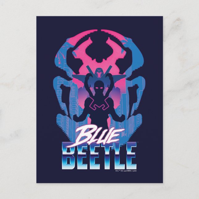 Blue Beetle Retrowave Versus Graphic Postcard (Front)