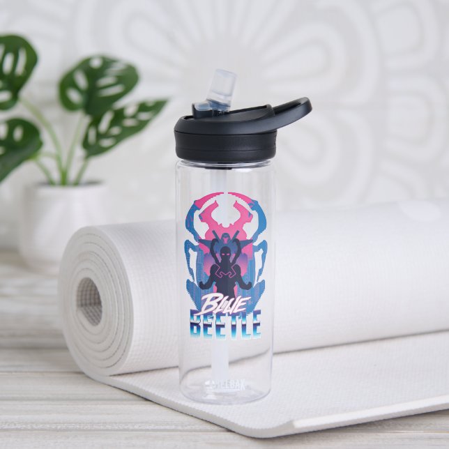 Blue Beetle Retrowave Versus Graphic Water Bottle (Yoga)