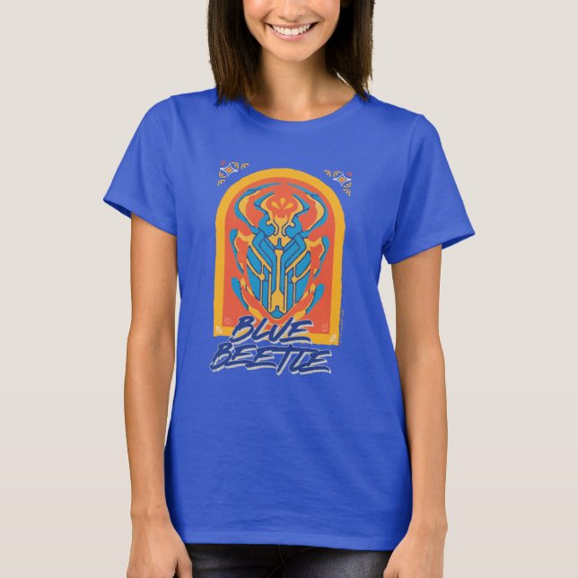 Blue Beetle Scarab Talavera Graphic T-Shirt (Front)