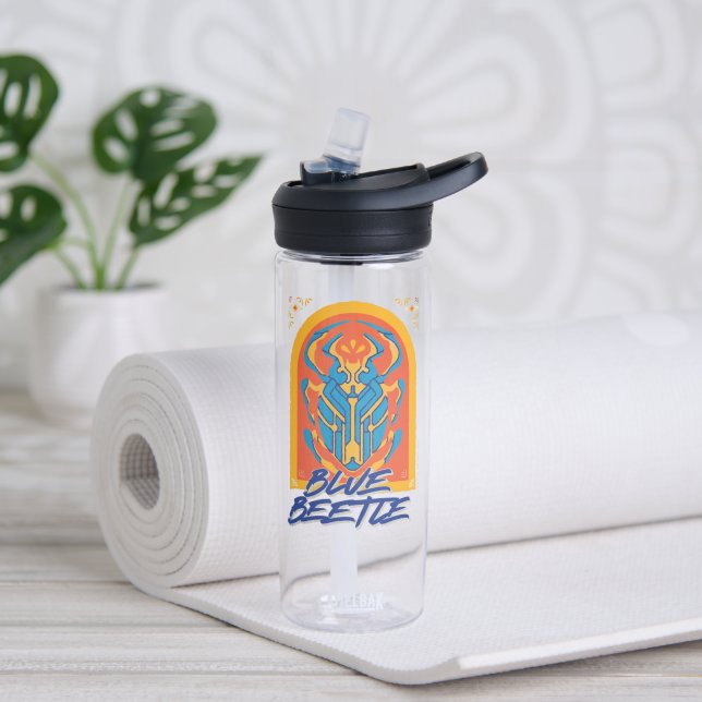 Blue Beetle Scarab Talavera Graphic Water Bottle (Yoga)