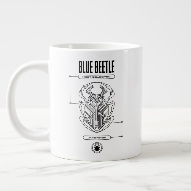 Blue Beetle Scarab Tech Graphic Large Coffee Mug (Left)