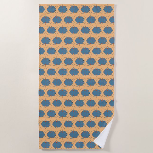 Blue Beetles Pattern  Beach Towel (Front)