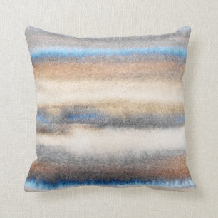 Blue Beige Abstract Stripes Cushion