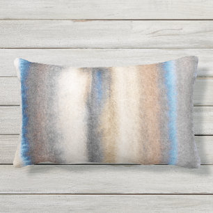 Blue Beige Abstract Stripes Lumbar Cushion