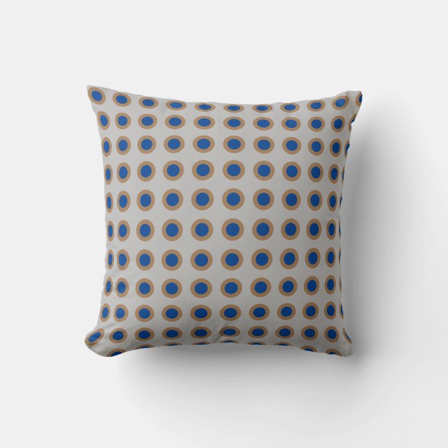  Blue Beige and Grey Polkadot Throw Pillow (Front)
