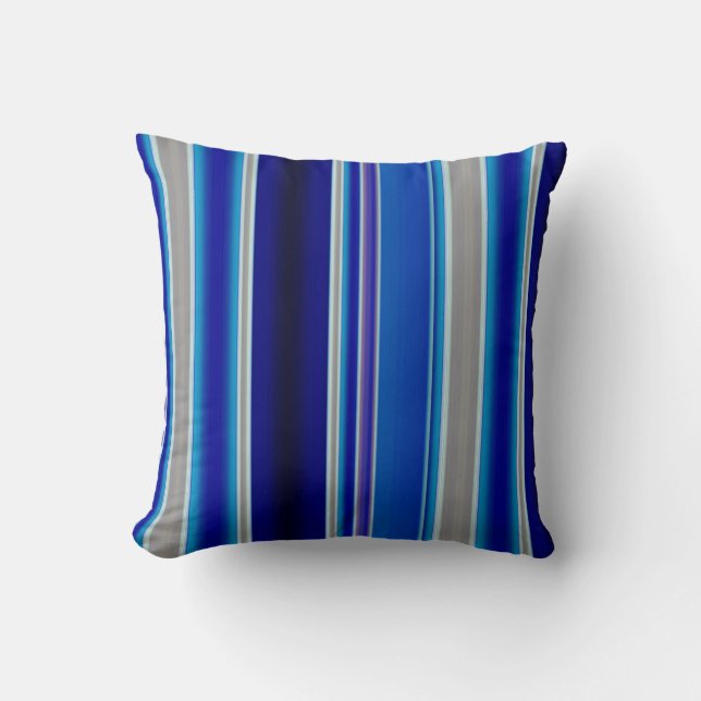 Blue, Beige and Lavender Stripes Cushion (Front)