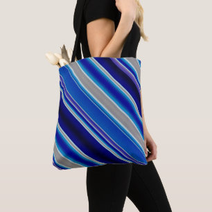 Blue Beige and Lavender Stripes Tote Bag