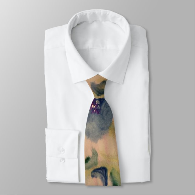 Blue beige and olive green flowered tie (Tied)