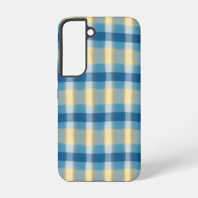 Blue & Beige Blurred Chequered Phone Case (Back)