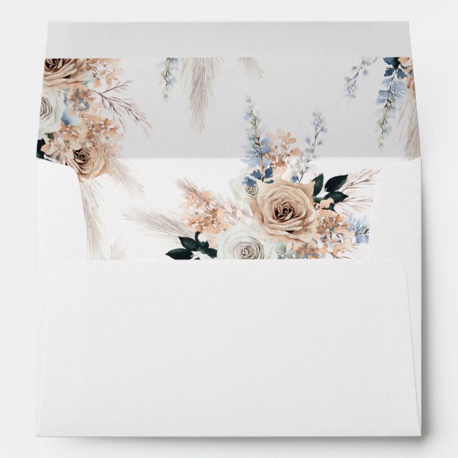 Blue & Beige Boho Floral Envelope (Back (Bottom))
