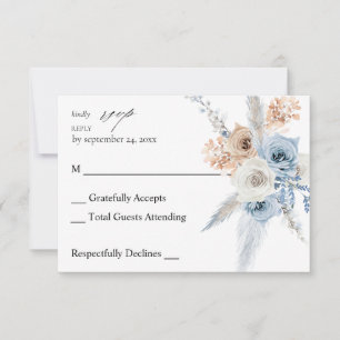 Blue & Beige Boho Floral no Meal RSVP 2