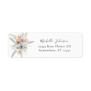 Blue & Beige Boho Floral Return Address Label 2