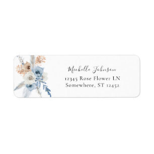 Blue & Beige Boho Floral Return Address Label 4