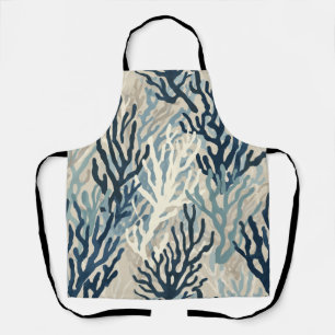 Blue Beige Coral Apron