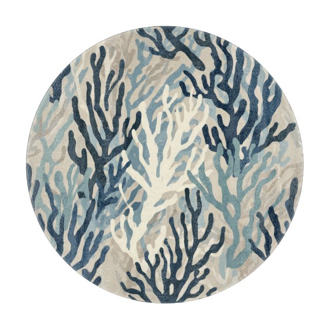 Blue Beige Coral Cutting Board (Front)