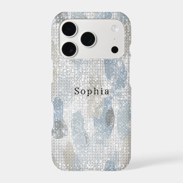 Blue Beige Cream Abstract Streaks Sparkle (Back)