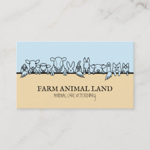 Blue Beige Farm Animal Watch Veterinary Business Card