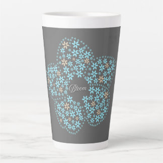 Blue Beige Floral Bloom – Dark Grey Botanical Mode Latte Mug