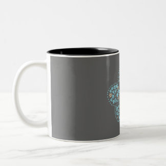 Blue Beige Floral Bloom – Dark Grey Botanical Mode Two-Tone Coffee Mug
