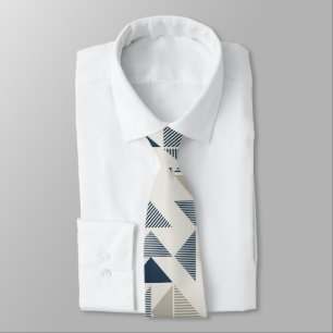 Blue & Beige Geometric Shapes  Tie