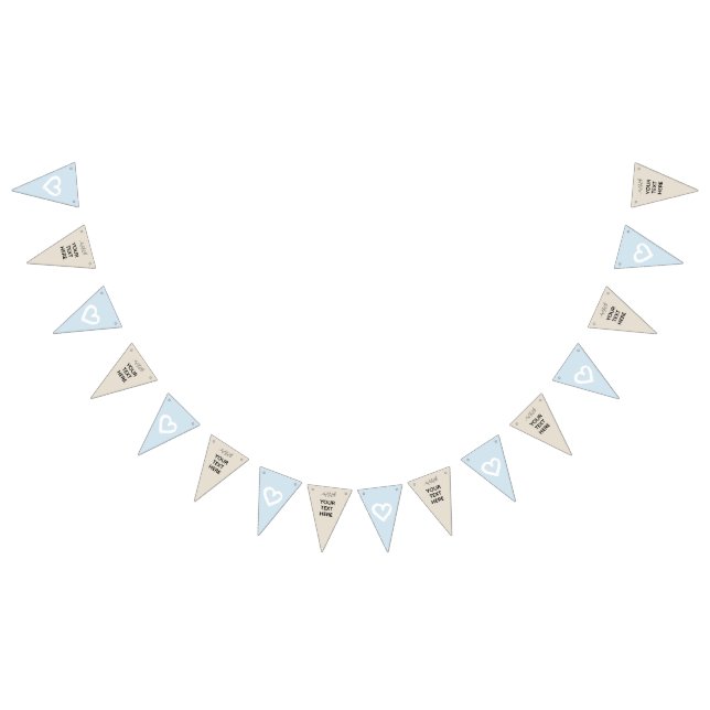 Blue Beige Hearts boy wedding Party CUSTOMIZE IT! Bunting (All)